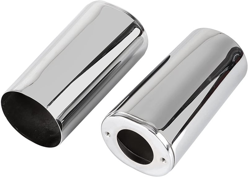 YDLMT 2 Pcs Chrome Fork Upper Sliders Covers Set Cow Bells for Harley Softail Touring Road King Electra Street Glide FLHX FLHT FLTR FLH FLT 1984-2013 - Image 1